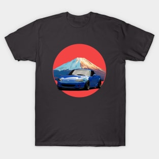 Blue NB Mazda Miata/MX-5 - Mount Fuji Jinba Ittai Roadster Life T-Shirt